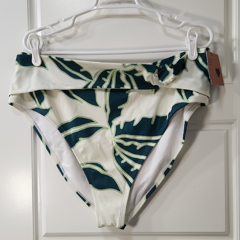 Shade & Shore Teal Leaf Bikini Bottom